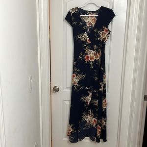 Navy Floral Wrap Dress